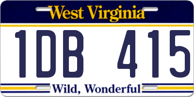 WV license plate 1DB415