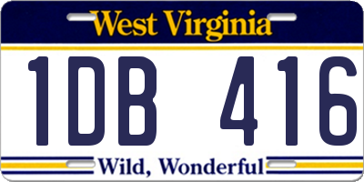 WV license plate 1DB416