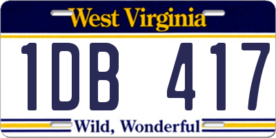 WV license plate 1DB417