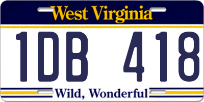 WV license plate 1DB418