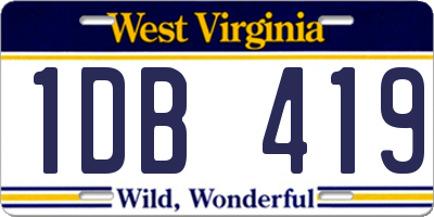 WV license plate 1DB419