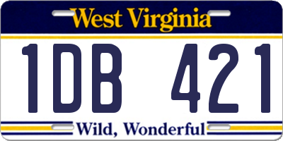WV license plate 1DB421
