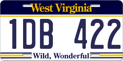 WV license plate 1DB422