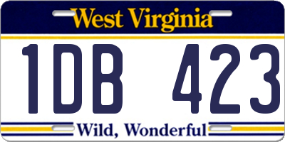 WV license plate 1DB423