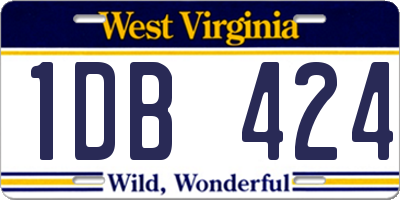 WV license plate 1DB424