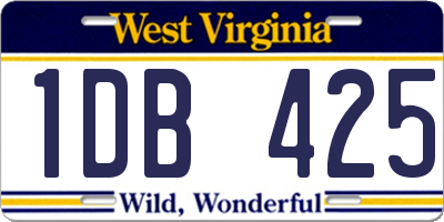 WV license plate 1DB425