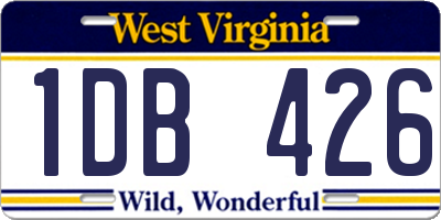 WV license plate 1DB426
