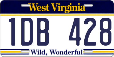 WV license plate 1DB428