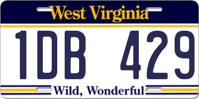 WV license plate 1DB429