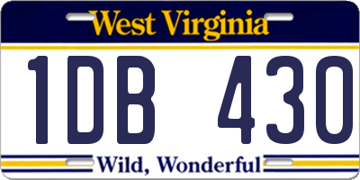 WV license plate 1DB430