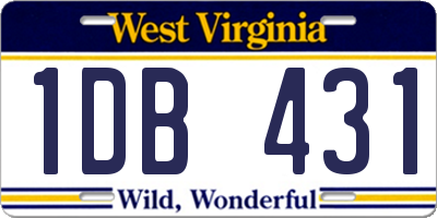 WV license plate 1DB431