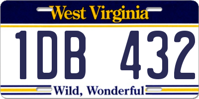 WV license plate 1DB432