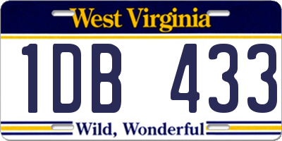 WV license plate 1DB433