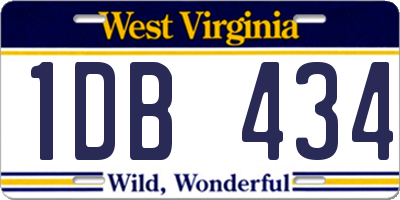 WV license plate 1DB434