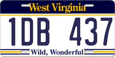 WV license plate 1DB437