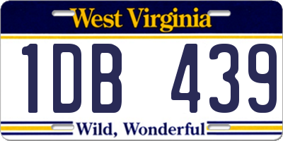 WV license plate 1DB439