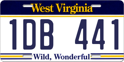 WV license plate 1DB441