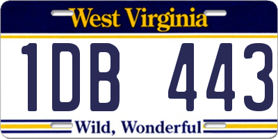WV license plate 1DB443