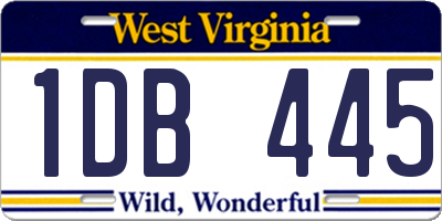 WV license plate 1DB445