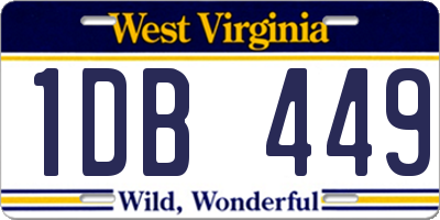 WV license plate 1DB449