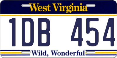 WV license plate 1DB454