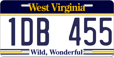 WV license plate 1DB455