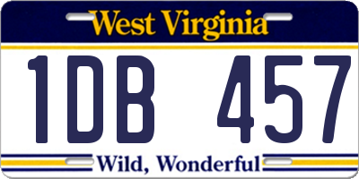 WV license plate 1DB457