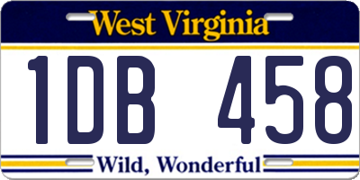 WV license plate 1DB458