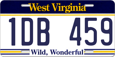 WV license plate 1DB459