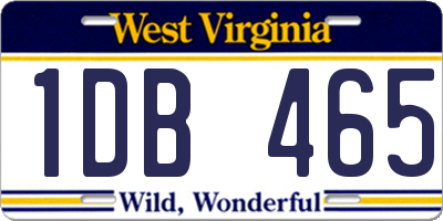 WV license plate 1DB465
