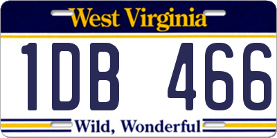 WV license plate 1DB466