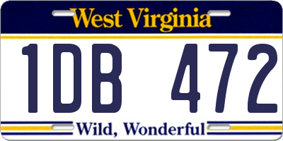 WV license plate 1DB472