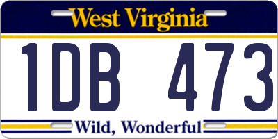 WV license plate 1DB473