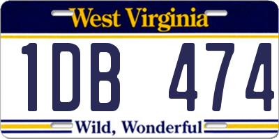 WV license plate 1DB474