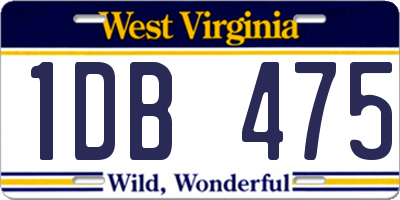 WV license plate 1DB475