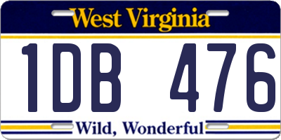 WV license plate 1DB476