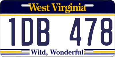 WV license plate 1DB478
