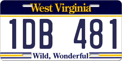 WV license plate 1DB481