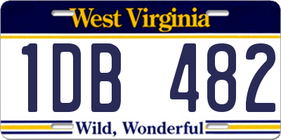 WV license plate 1DB482