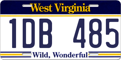 WV license plate 1DB485
