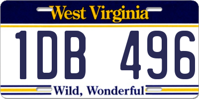 WV license plate 1DB496