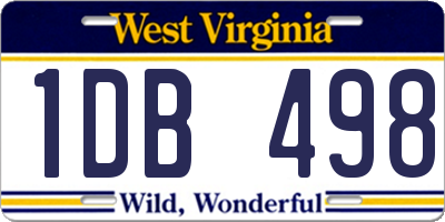 WV license plate 1DB498