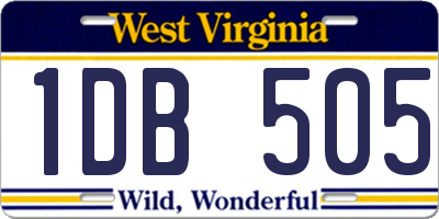 WV license plate 1DB505