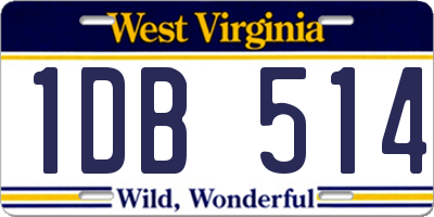 WV license plate 1DB514