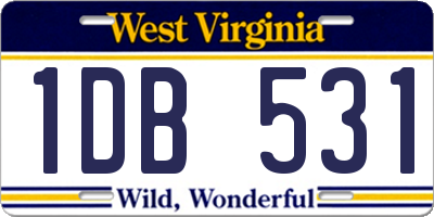 WV license plate 1DB531