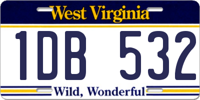 WV license plate 1DB532