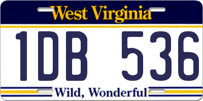 WV license plate 1DB536