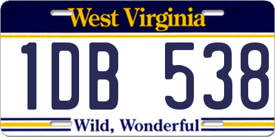 WV license plate 1DB538