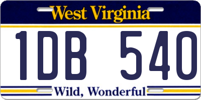 WV license plate 1DB540