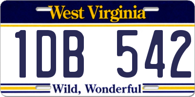 WV license plate 1DB542